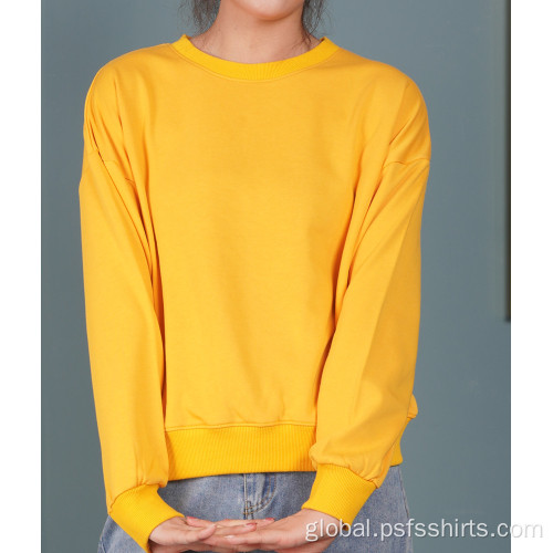 Short Style Hoodies with Soildcolor Women Round Neck Hoodies Supplier